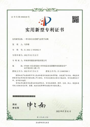实用新型（2022-2032）一种可防自启的燃气总管手动阀